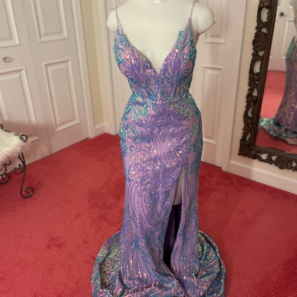 Elegant Purple and Blue Evening Gown